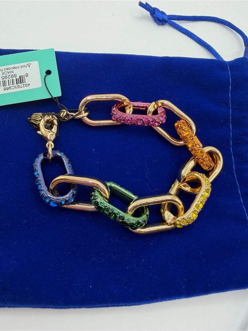 Kurt Geiger Gold-Tone Rainbow Crystal Link Bracelet
